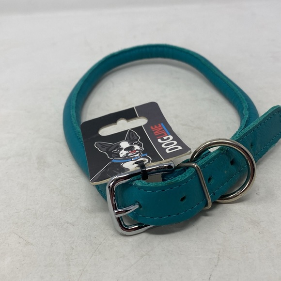 NWT Dog Line Group Rounded Teal Leather Dog Collar -  22”-25” - Picture 6 of 8